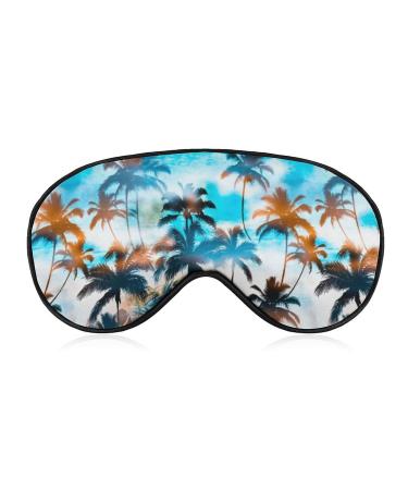 Colorful Tropical Trees Cool Blue Sky Eye Mask for Sleeping Travel Night Blindfold Airplane Relaxing Eyes Cover Eye Masks Blackout Sleep Mask for Shift Work Office Nap Relieve Stress
