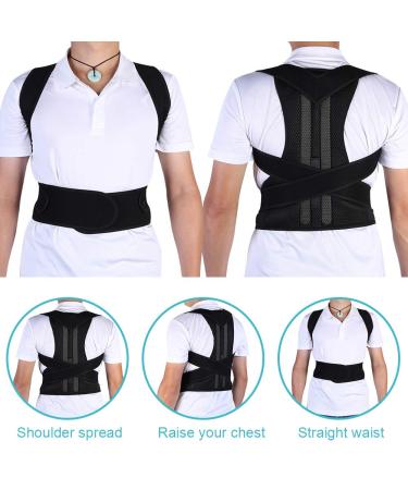 Men Adjustable Posture Corrector Strap Shoulder Lumbar Waist Spine Brace Pain Relief Posture Pedic Belt Black - Buy Online on GoSupps.com