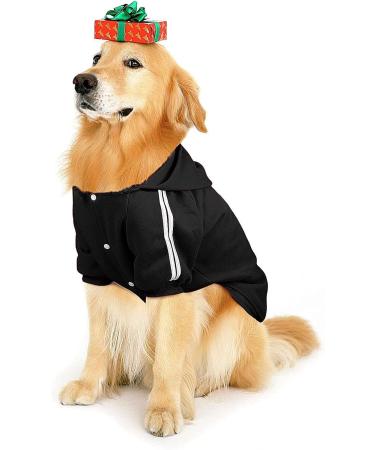 NAMSAN Dog Sweater - Warm Winter Hoodie for Large Dogs | Button Design | 3XL Black Dog Clothes - Buy Online on GoSupps.com