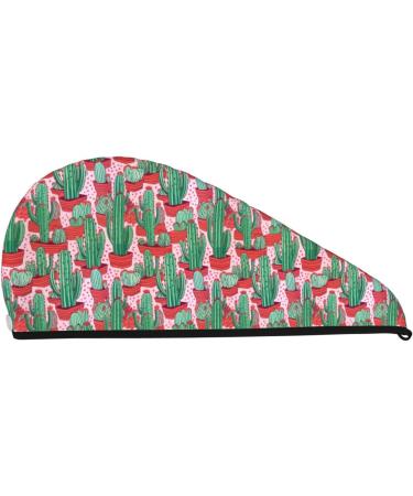 Colorful Cactus Microfiber Hair Towel - Super Absorbent Coral Velvet Wrap for Women | Quick Dry Cap for Long Curly & Thick Hair - Buy Online on GoSupps.com