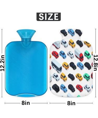 Car Heat Bottle with Fluffy Cover - 2L Hot Water Bottle for Cozy Nights Relieves Pain in Back Neck & Shoulders - Cartoon-City Design - Buy Online on GoSupps.com