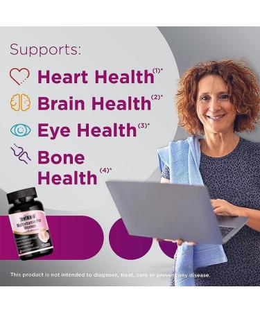 EGUOO Women s Multivitamin 90 Capsules - Vitamin C E Biotin & Folic Acid for Energy Immune Support Brain Heart Eye & Bone Health - Buy Online on GoSupps.com