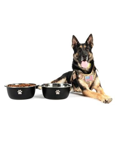 Podinor Dog Water Bowls for Large Dogs - Stainless Steel Dog Food Bowl with 1.3 Gallon High Capacity for Big Giant Dogs (2 Pack) Black - 2 Pack