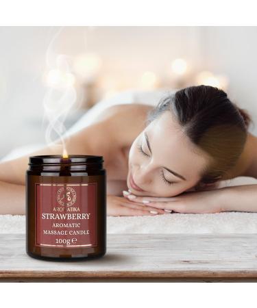 Strawberry Massage Candle 100g - Soy Wax Aromatherapy Candle with Coconut & Almond Oil | Relaxation & Body Care - Buy Online on GoSupps.com