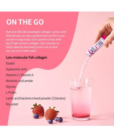 BB LAB Good Night Collagen Low Molecular Collagen Powder Stick Supplement Marine Collagen Fish Collagen Vitamin C Hyaluronic Acid 17 Probiotics Fast Absorption Mix Berry Flavor (Pack of 3) Refreshing Berry 0.7 Ounce  - Buy Online on GoSupps.com