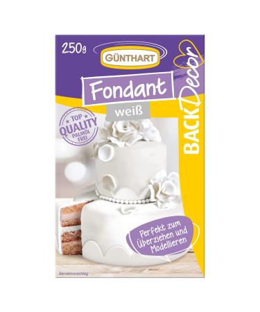 G nthart Backdecor 250 gr white fondant 100% vegan palm oil -free tear -resistant for covering cakes and cakes suitable for modeling 1 series pack (1 x 250 g) white