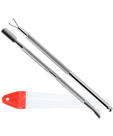 FANDAMEI Nail Gel Polish Remover Tool - Cuticle Pusher + Cuticle Peeler Double-ended Nail Pusher Spoon Tool and Triangle Cuticle Peeler Scraper for Nail Cuticle Clean or Remove Gel Polish Silver
