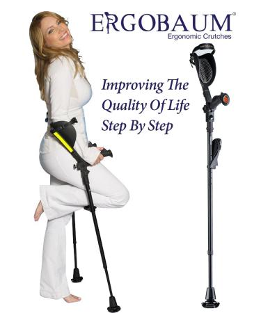 Crutches- Latest Generation Ergobaum by Ergoactives. 1 Pair of The"Pain Reduction" Crutches