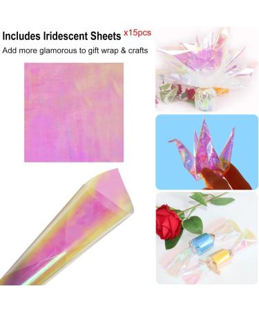 SYOGUA 135 Pcs Cellophane Sheets - 9 Colors & Iridescent Wrap Sheet - 7.5 x 7.5 inch Transparent Wrap for DIY Crafts & Gift Wrapping - Buy Online on GoSupps.com