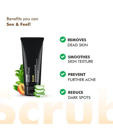 Ra w Esse ntials Scrub Exfoliating Face Scrub 100g Apricot Granules With Natural Aloevera Liquid & Menthol Cooling - Buy Online on GoSupps.com