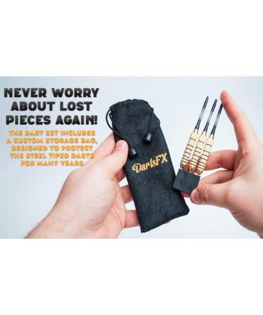 DartsFX Metal Tip Dart Set - 6 * 22g Steel Tip Darts with O-Rings, Brass Barrels, Aluminum Shafts & Custom Flights - Professional Dartboard Kit for Higher Accuracy - Gold - Buy Online on GoSupps.com