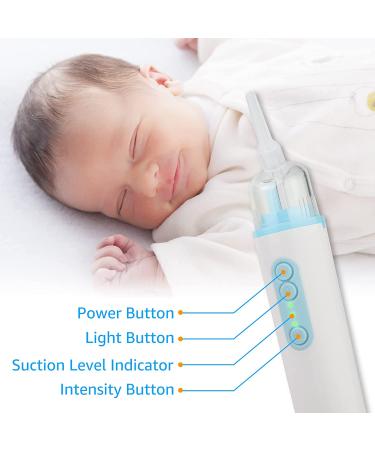 Baby Nasal Aspirator by Bellababy | 3 Suction Levels, Rechargeable, Anti-Backflow | Gentle Booger/Snot Remover with Light Function | Mute Operation | Includes 2 Tips and Carrying Bag - Blue - Buy Online on GoSupps.com