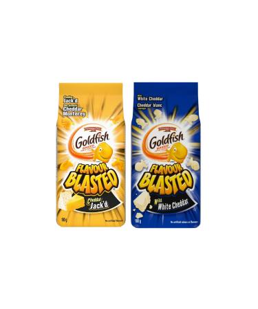 Pepperidge Farm Goldfish Flavour Blasted Crackers Baked Snacks 180g | Wild White Cheddar and Cheddar Jack'd | Ideal for Lunchbox Afternoon Snacks or Picnic | Pack of 2