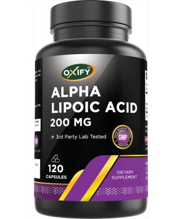 Oxify Alpha Lipoic Acid 200 mg | 120 Capsules | Gluten-Free Non-GMO | Supplement Made in USA