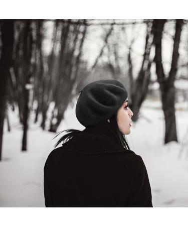 Womens Black Wool Newsboy Cap | Adjustable Baker Boy Hat for Winter - Buy Online on GoSupps.com
