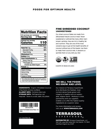 Terrasoul Superfoods Organic Coconut Flakes 16 Oz - Finely Shredded Macaroon Cut - Buy Online on GoSupps.com