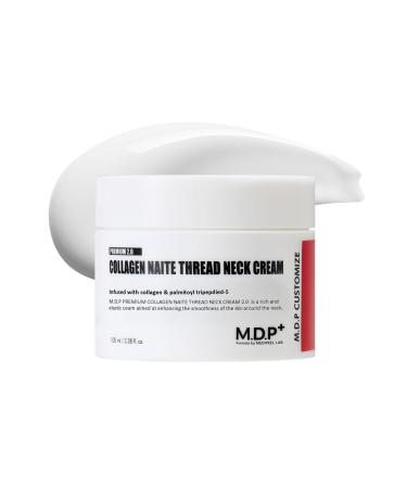 MDP+ PREMIUM COLLAGEN NAITE THREAD NECK CREAM 2.0 Aging Solution Skin Tightening Firming Peptides for Neck & D collet Wrinkles and Fine Lines Soft Smooth Skin | 3.38 fl.oz 100ml