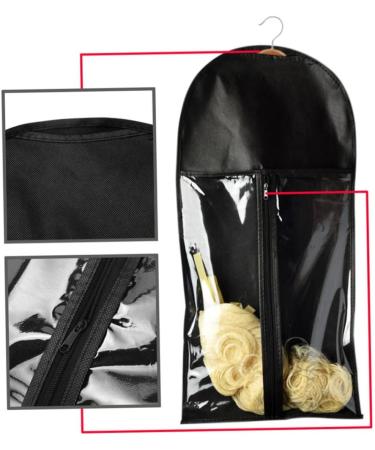 Wig Storage Bag Hair Extension Hanger Hair Holder Wig Storage Dust Proof Protective Wig Storage for Wig Hair Black. - Buy Online on GoSupps.com