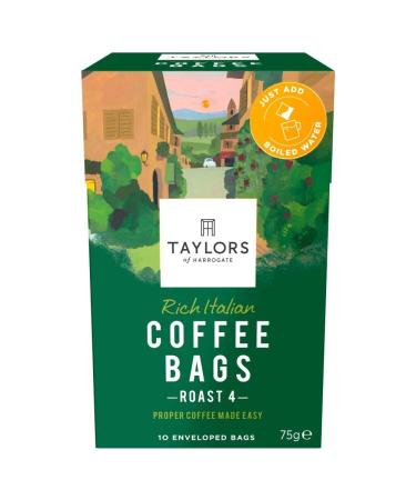 Coffee Taylors of Harrogate Fair Trade Roast Ground Coffee Bags (Pack of 10) (1 Box of 10 Bags)