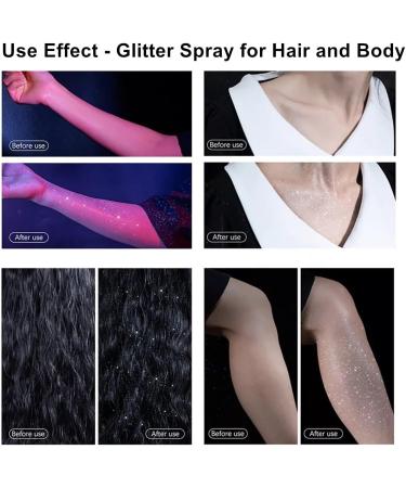 Mysense Silver Glitter Spray for Hair and Body - Waterproof Holographic Shimmer Hairspray for Christmas Halloween Rave Makeup - 2.11oz - Buy Online on GoSupps.com