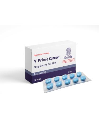 Erexon - V Prime Connect 10 Tablets - 50mg Herbal Supplement for Men - Strong Effect - Performance & Enhancement Tablets for Men - Cordyceps Sinensis Ashwagandha Korean Ginseng Maca Root Zinc