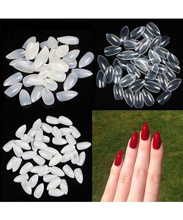 Yimart 500pcs Stiletto Clear False Nails - Oval Sharp Full Cover Nail Tips for Acrylic & Gel - Nail Art Decoration Salon - Buy Online on GoSupps.com