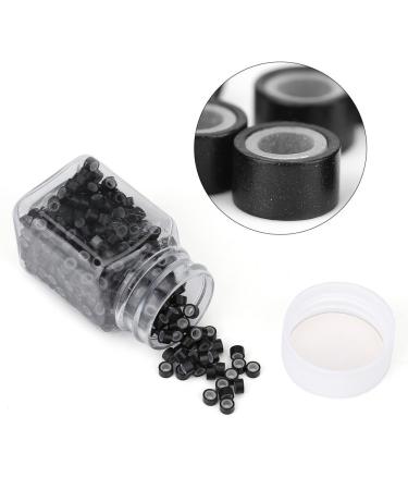 500pcs Aluminum Silicone Beads Hair Extension Tubes Microrings Hair Braiding Decorations(Black)