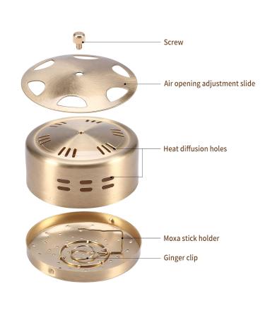Adjustable Copper Moxibustion Box - 3 Corridors Thickened Acupuncture Moxa Burner Holder Temperature Control for Elderly Care - Buy Online on GoSupps.com