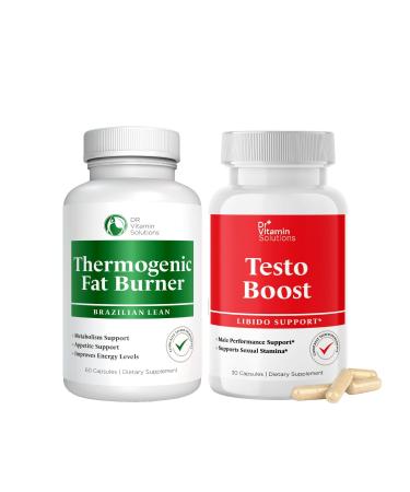 DR VITAMIN SOLUTIONS Thermogenic Fat Burner Brazilian Lean 60 Capsules and Dr. Vitamin Testo Boost Supplement for Men 30 Capsules