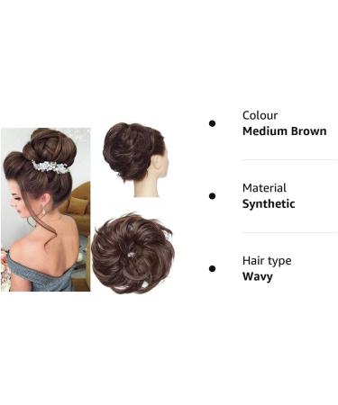 Tousled Updo Messy Bun Hair Piece - Medium Brown Synthetic Ponytail Extension for Women - Buy Online on GoSupps.com