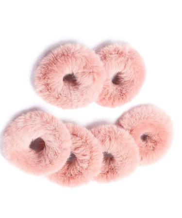 MXXiiv 6 Pieces Fluffy Hair Ties Fur Hair Band Faux Rabbit Furry Hair Scrunchies Set Soft Pom Elastic Hair Bands Fur Hair Bobbles Fluffy Ponytail Holder Hair Accessories for Women Girls