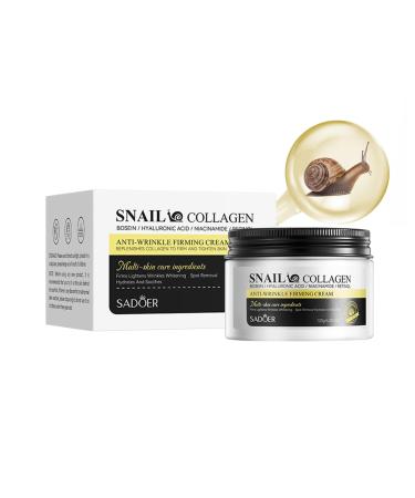 Snail Cream Snail Face Moisturiser Snail Mucin Moisturiser with Collagen and Retinol Firming Face Cream for Reduce Fine Lines Wrinkles Face Cream for Hydrating Anti Wrinkles - Smooth Fine Lines