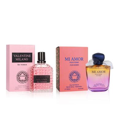 META-BOSEM Valentine &Mi Amor 2 Piece Set for Women Eau de Parfum Natural Spray | Floral and Jasmine Notes | Seductive and Fresh Fragrance | Casual and Formal Wear 3.4 Fluid Ounce/100 Ml Each
