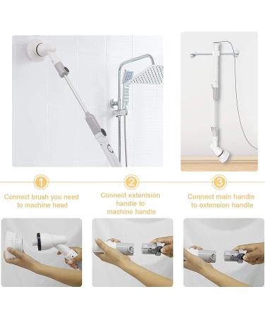 YOUKADA Power Spin Scrubber - Electric Super Cleaning Brush for Home and Kitchen | 3 Brush Heads, 1 Extension Arm (Gray) - Buy Online on GoSupps.com