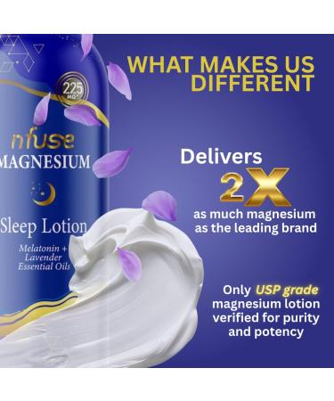 nfuse Magnesium Sleep Lotion - 225mg USP Magnesium Chloride with Melatonin & Lavender Essential Oils Fast Absorbing Deep Relaxation and Sleep Support Body Lotion 8 oz - Buy Online on GoSupps.com