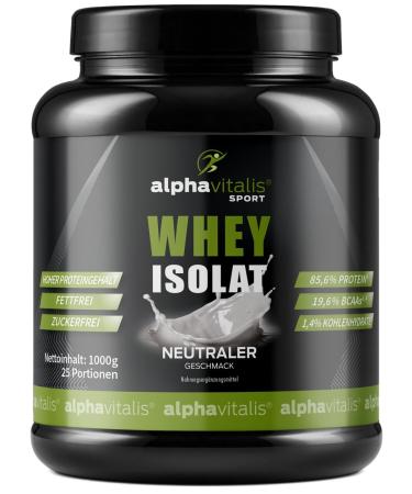 Whey protein powder isolates 1kg - 87% protein content - protein powder sugar -free & fat -free - 100% isolates protein without aspartame or cyclamat - WPI muscle building shake in 7 tastes (neutral) neutral 1 kg (1 Pack)