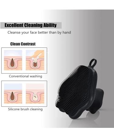 Silicone Face Scrubber Exfoliating Brush for Men and Women - Black - Buy Online on GoSupps.com
