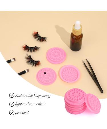 100 Pcs False Lash Glue Holder - Disposable Eyelash Extensions Trays Plastic Pink Glue Holder Pallet Pads for Professional Use - Buy Online on GoSupps.com