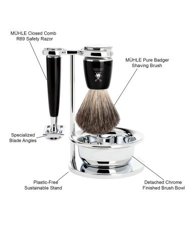 M hle Rytmo Razor Set - Black Noble Resin Handle Bowl & Brush - Premium Shaving Essentials for Men - Buy Online on GoSupps.com