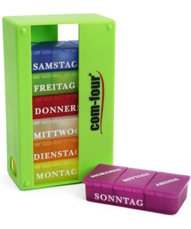 Com-Four 7-Day Drug Doser - Weekly Medication Box with 3 Compartments | Pill & Tablet Organizer - International Shipping Available - Buy Online on GoSupps.com