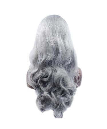 BGHJUE Silver Grey Black Lace Front Wig - 22 Long Wave Synthetic Wig for Women - Buy Online on GoSupps.com
