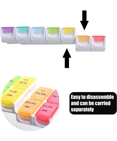 Portable Weekly Pill Dispenser & Organizer with Detachable Pill Box - 2 Times a Day Reminder for Vitamins/Fish Oil - Easy-to-Carry Pill Case - Buy Online on GoSupps.com