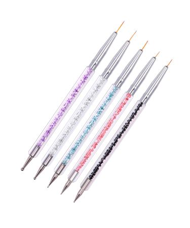 luoshaPUCY 5 Pieces Nail Art Pens Double Head Brushes Nail Art Dotting Manicure Tools DIY Nail Art Designs Nail Art Brush for Nail Design
