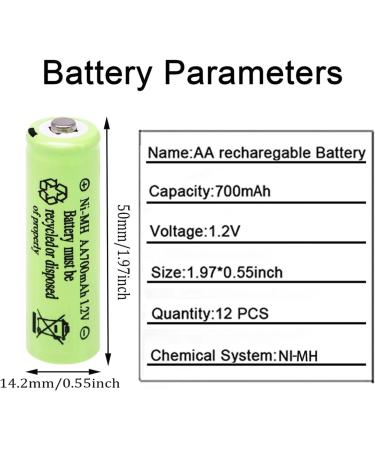 1.2V 700mAh NiMH Rechargeable AA Batteries - 12 Pack for Outdoor Solar Lights Garden String Lights & Pathway Lights | Eco-Friendly Power Solution - Buy Online on GoSupps.com