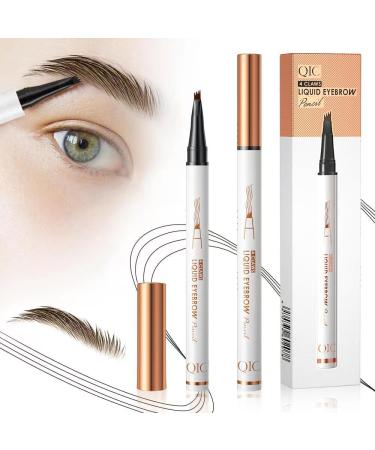 Yarrie Microblading Eyebrow Pencils 3D Waterproof Eyebrow Pencil with 4 Fork Tips Durable Natural and Thin Eyebrow Pencil - A Magic Pencil for Natural Eyebrows - Grey x 2