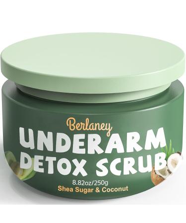 Armpit Detox and Scrub with Shea Butter and Coconut 8.82oz-Exfoliating Scrub with Natural Ingredients for Removing Odor Deep Cleansing and Exfoliating also for Legs Knee Feet Hands and Body