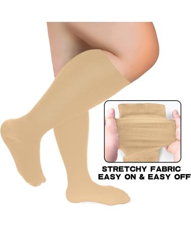3 Pack Plus Size Compression Socks 20-30 mmHg Extra Wide Calf for Men and Women - Nude - 2XL - Buy Online on GoSupps.com