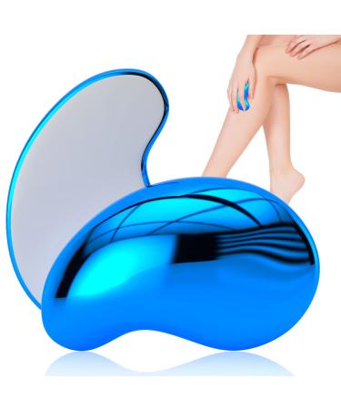 Crystal Hair Eraser, Crystal Hair Remover Painless Exfoliation, Hair Removal Tool for Arms Legs and Back, Portable mild Hair Remover, Reusable & Washable - Blue