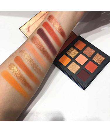 Beauty Glazed 9 Colors Eyeshadow Matte Shimmer Glitter Eye Shadow Palette Natural Waterproof Long Lasting Pigmented Eyeshadow Powder Cosmetics #02 Vibrant Orange - Buy Online on GoSupps.com