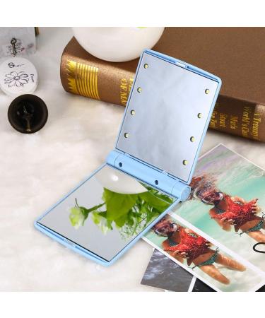 Portable Folding Makeup Mirror with 8 LED Lights - Travel Compact Pocket Mirror - Buy Online on GoSupps.com
